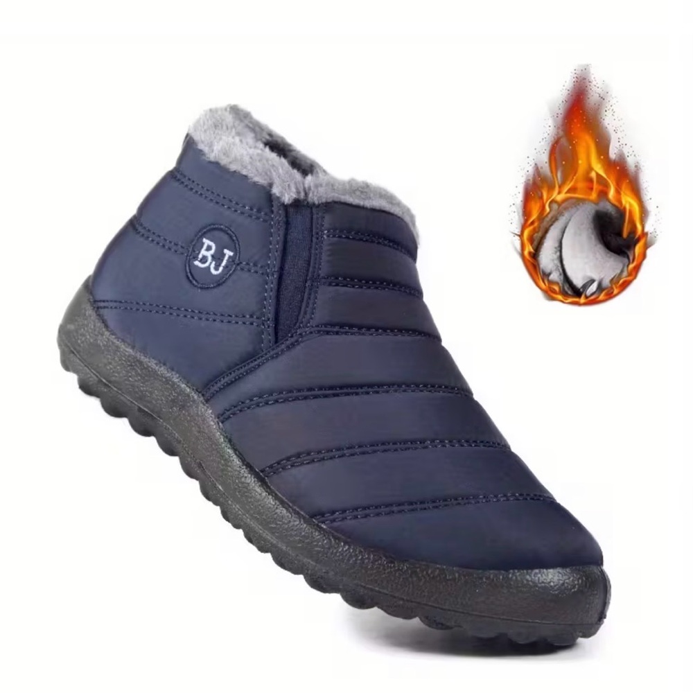 Navy Blue Winter Boots with Faux Fur Lining